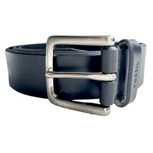 Fossil Men’s Leather Belt Black‎ Size 42 Genuine Leather Silver Buckle
